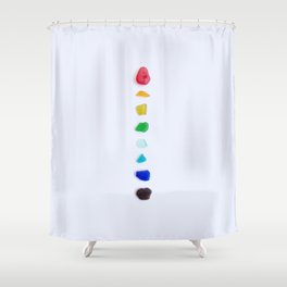 Abstract Minimalist Rainbow Sea Glass Flat Lay | LGBTQIA Shower Curtain