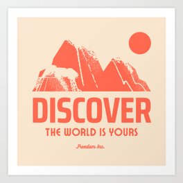 Discover - The World is Yours | Illustrated Typography Design Art Print