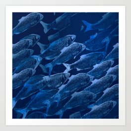 Fishes In Blue Water Illustration #decor #society6 #buyart Art Print