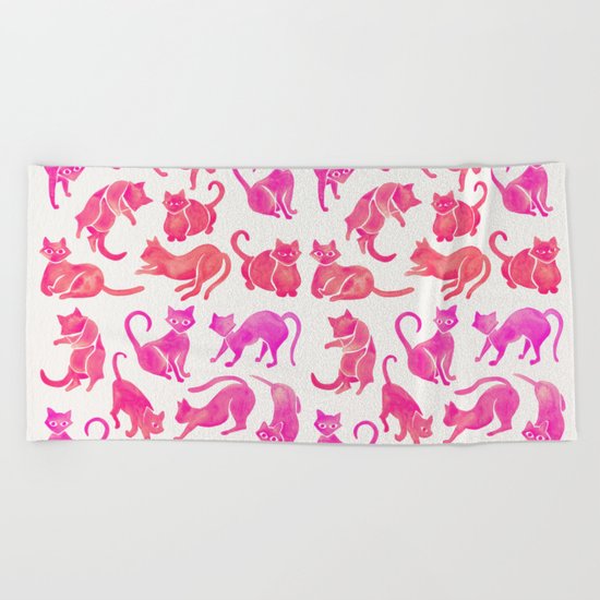 Cat Positions – Pink Ombré Palette Beach Towel