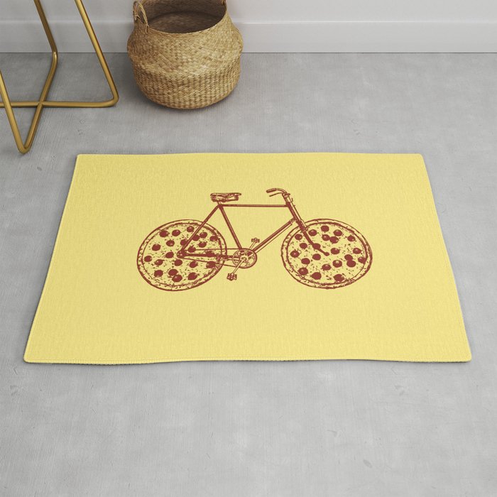 Bicycle with Pepperoni Pizza Tires Rug