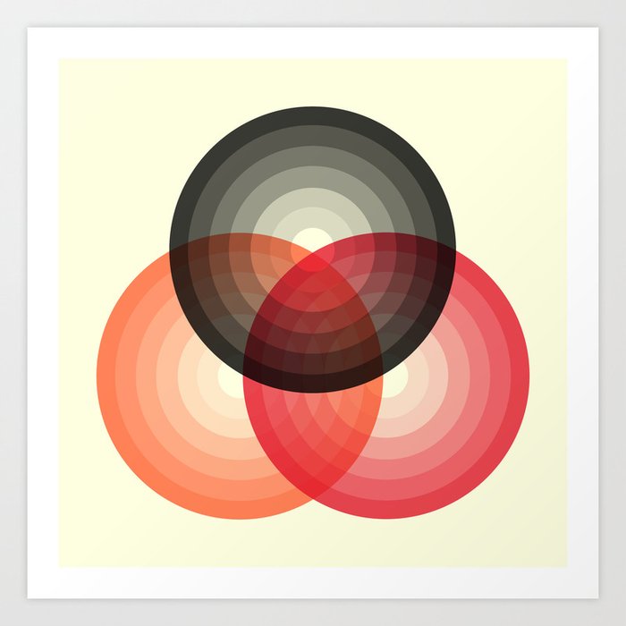Three colour circles, inspired by Lacouture's Répertoire chromatique Art Print