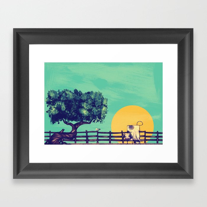 Cow Sunset Framed Art Print