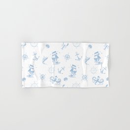 Pale Blue Silhouettes Of Vintage Nautical Pattern Hand & Bath Towel