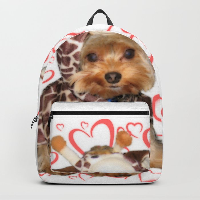 Yorkshire Terrier Giraffe Costume Backpack by Nadia Bonello