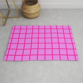 Grid. Deep pink lines on Violet background. Rug