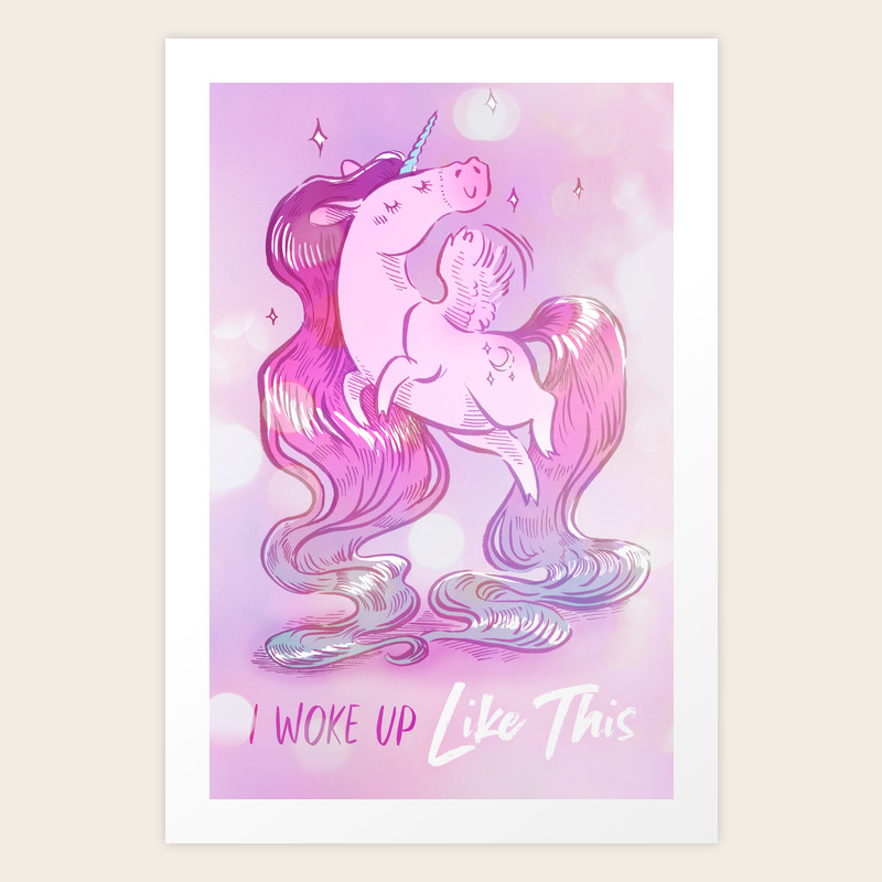 Chubby Unicorn I Woke Up Like This Art Print By Ladyfawn Society6