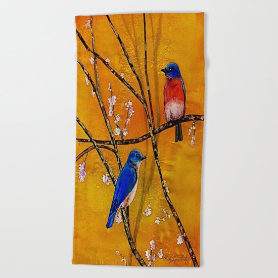 Blue Birds Beach Towel