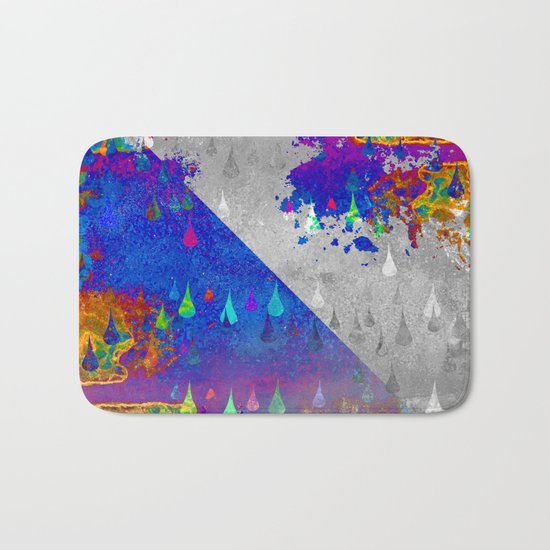 Abstract Colorful Rain Drops Design Bath Mat