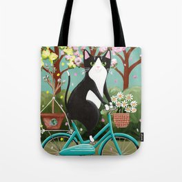 Earth Day Bicycle Cat Tote Bag