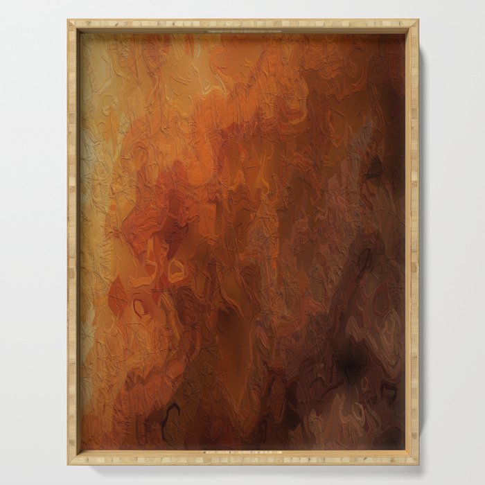 Amber Sunset Abstract Serving Tray