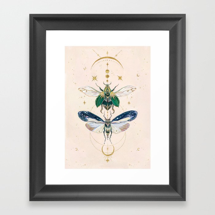 Moon insects Framed Art Print