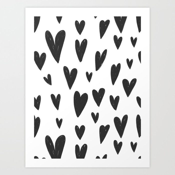 Sketchy Hearts Art Print