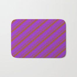 [ Thumbnail: Sienna and Dark Orchid Colored Pattern of Stripes Bath Mat ]