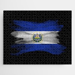 El Salvador flag brush stroke, national flag Jigsaw Puzzle