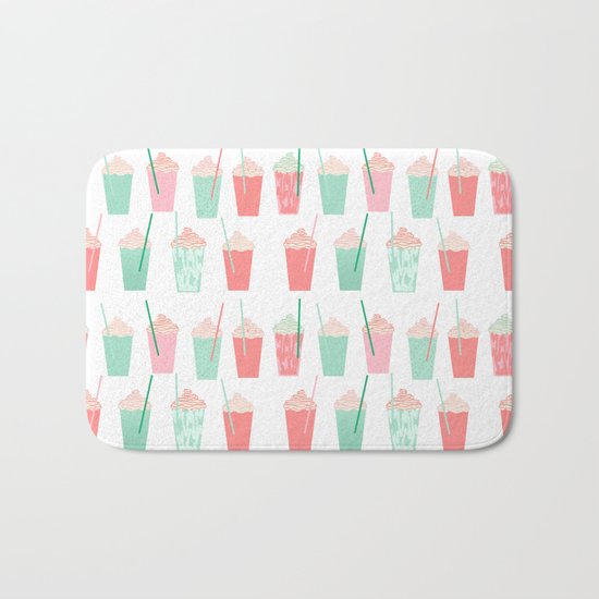 Cold summer drinks iced latte coffee milkshake ice cream hot beach day vacation food treat kids Bath Mat