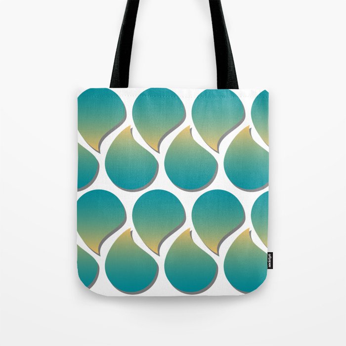 Sand and Sea Turquoise and Yellow Geometric Design Tote Bag