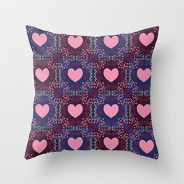 Retro heart azulejos Throw Pillow