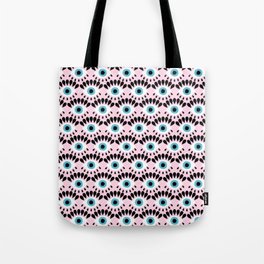 Cute Eyes Pattern on Pink Background Tote Bag