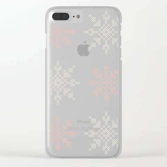 Snowflakes Cross Stitch Pattern (Mint) Clear iPhone Case
