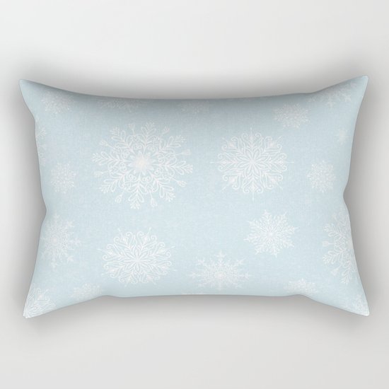 Assorted White Snowflakes On Light Blue Background Rectangular Pillow