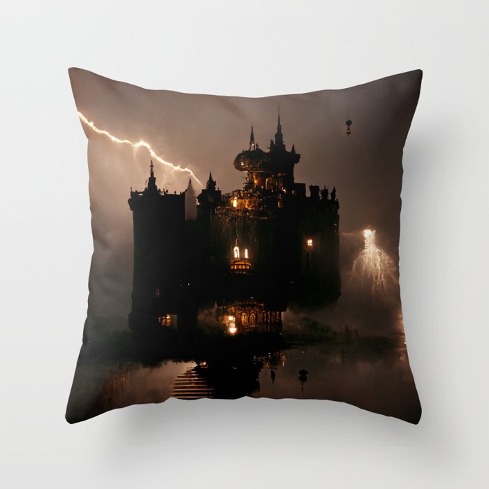 Steampunk Castle Throw Pillow