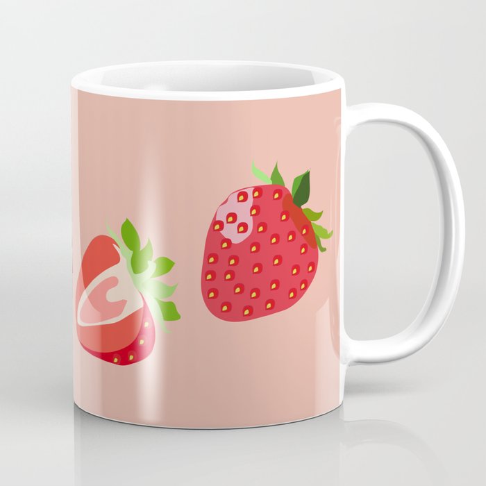 Strawberry - Colorful Summer Vibes Berry Art Design on Red Coffee Mug