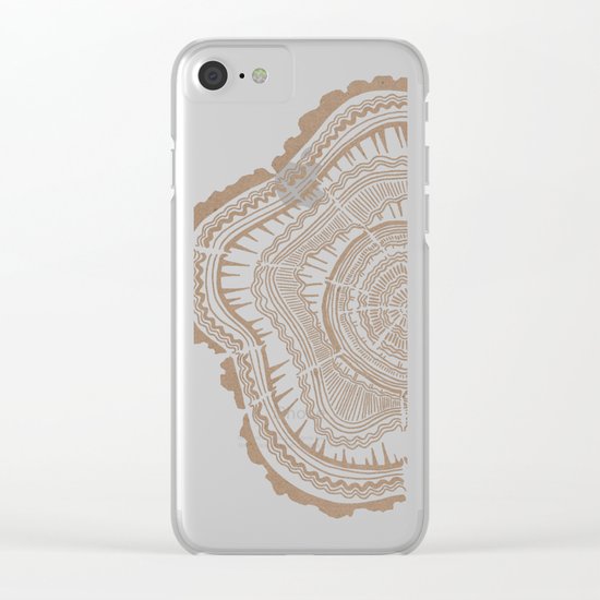 Tree Rings – White Ink on Kraft Clear iPhone Case