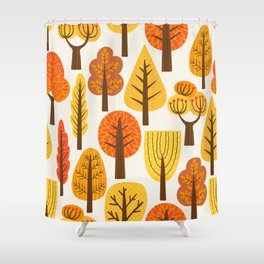 Seamless pattern with trees. Autumn Shower Curtain