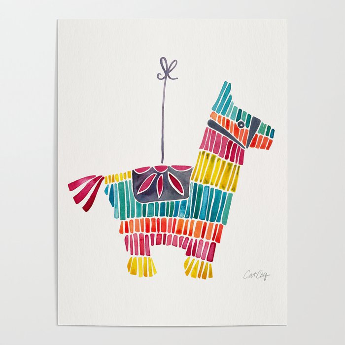 Mexican Donkey Piñata – CMYK Palette Poster