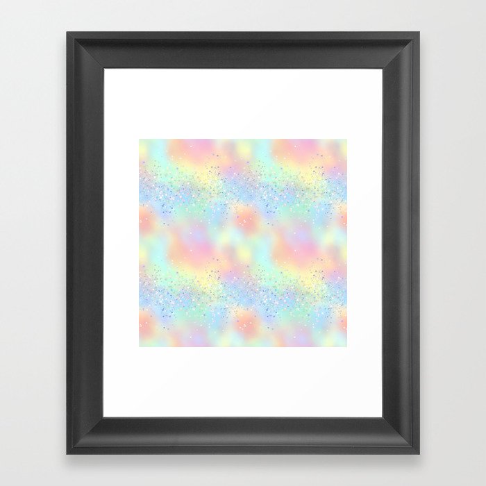 Pretty Holographic Glitter Rainbow Framed Art Print