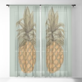 Pineapple On Pastel. Sheer Curtain