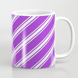 [ Thumbnail: Dark Orchid & Mint Cream Colored Pattern of Stripes Coffee Mug ]