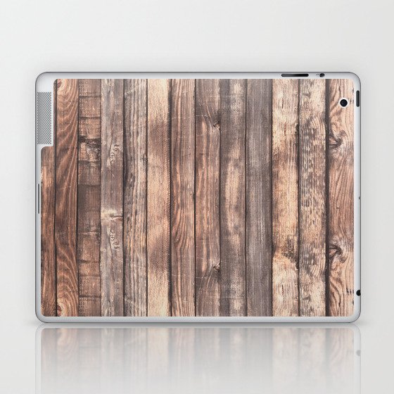Background of old vertical wooden wall texture photo Laptop & iPad Skin