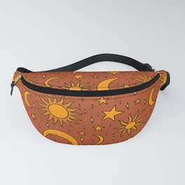 Vintage Sun and Star Print in Rust Fanny Pack
