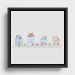 Home Sweet Home // Watercolor Street View Framed Canvas
