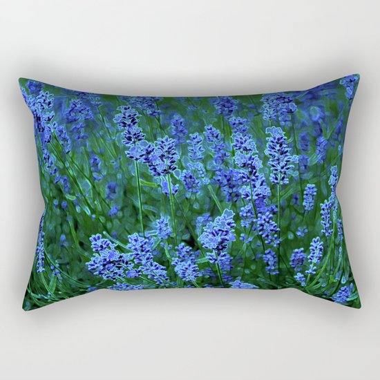 Glowing Blue Floral Rectangular Pillow