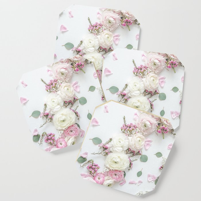 SPRING FLOWERS WHITE & PINK Coaster