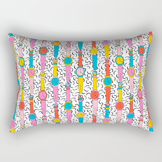 Happenin' - throwback 1980's style art print swatch watch retro vintage hipster dorm decor urban bro Rectangular Pillow