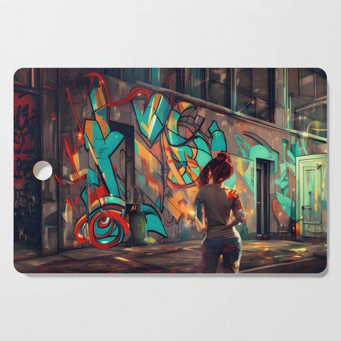 Urban Graffiti City - The Perfect Gift for Street Art Lovers Cutting Board