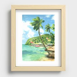 St Lucia Tropical Beach Landscape Recessed Framed Print