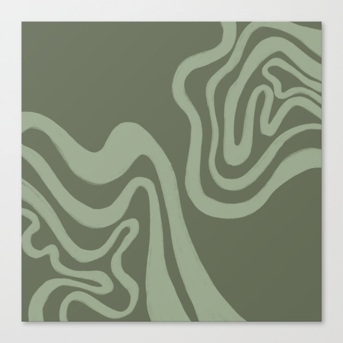 Reseda Green Swirls over Vintage Olive Paper Canvas Print