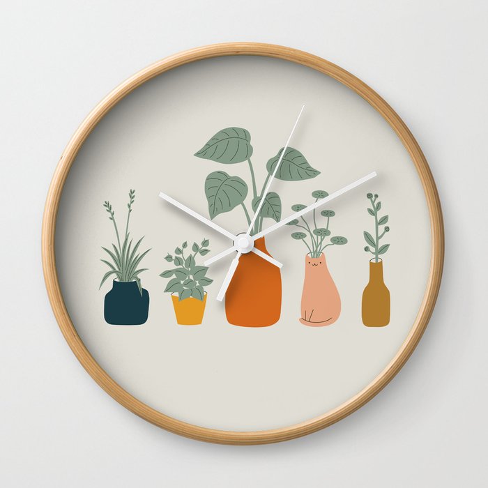 Cat and Plant 9 Wall Clock