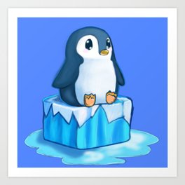 Penguin on Ice Art Print