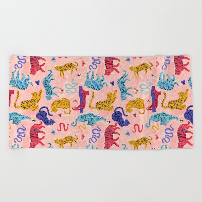 Here Little Kitty - Tigers and Leopards Beach Towel