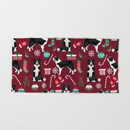 Border Collie Christmas Stockings Presents Holiday Candy Canes Dog Breed Pattern Hand Bath Towel By Petfriendly Society6