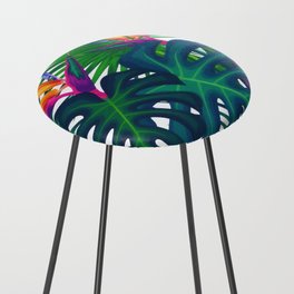 Tropical Greenery Jungle Leaves Paradise Watercolor  Counter Stool