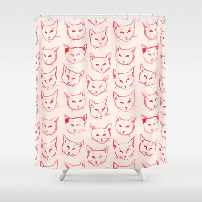 Red Cat Shower Curtain