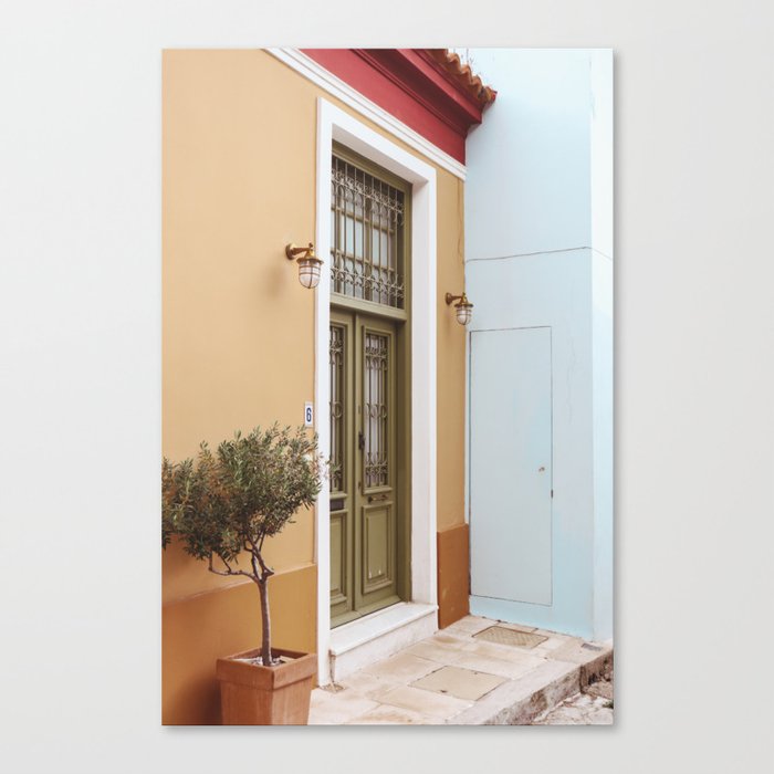 Pastel colored house in Menorca Spain - Colorful walls - Photography art print Canvas Print