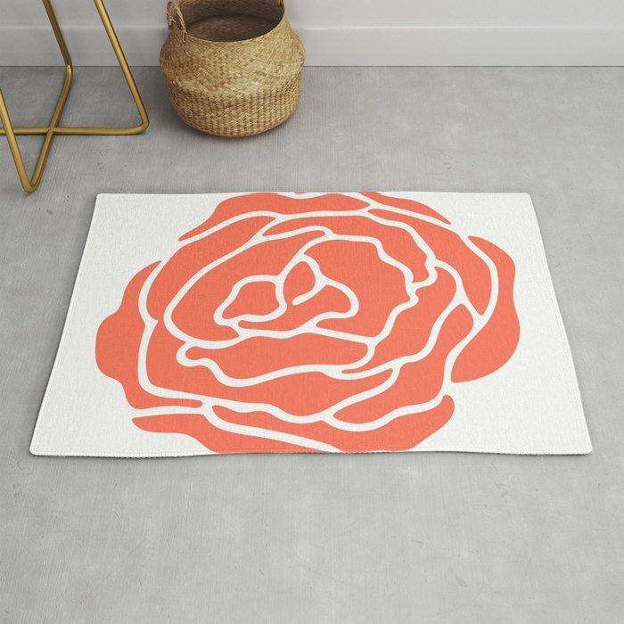 Rose Deep Coral On White Rug By Followmeinstead Society6 Red coral and white starfish area rug. society6